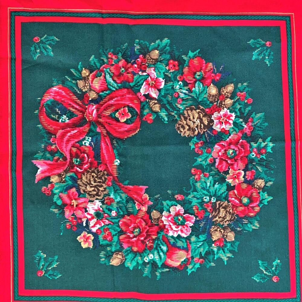 Cranston Christmas Holiday Cut Sew Pillow Vintage 1990s Floral Wreath Crafts